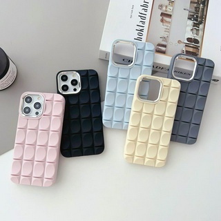 【ใหม่】เคสโทรศัพท์มือถือชุบไฟฟ้า ลายตารางหมากรุก สีพื้น สําหรับ iPhone X XS XR 11 12 Series