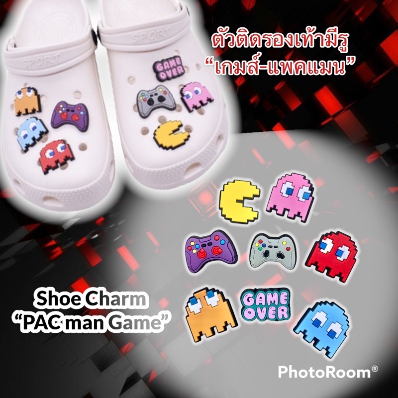 ภาพหน้าปกสินค้าJBSET   shoe Charm set Game-Pac-Man 8pics ตัวติดรองเท้ามีรู เกมส์ แพคแมน 8ชิ้น สายเกมส์ต้องมี