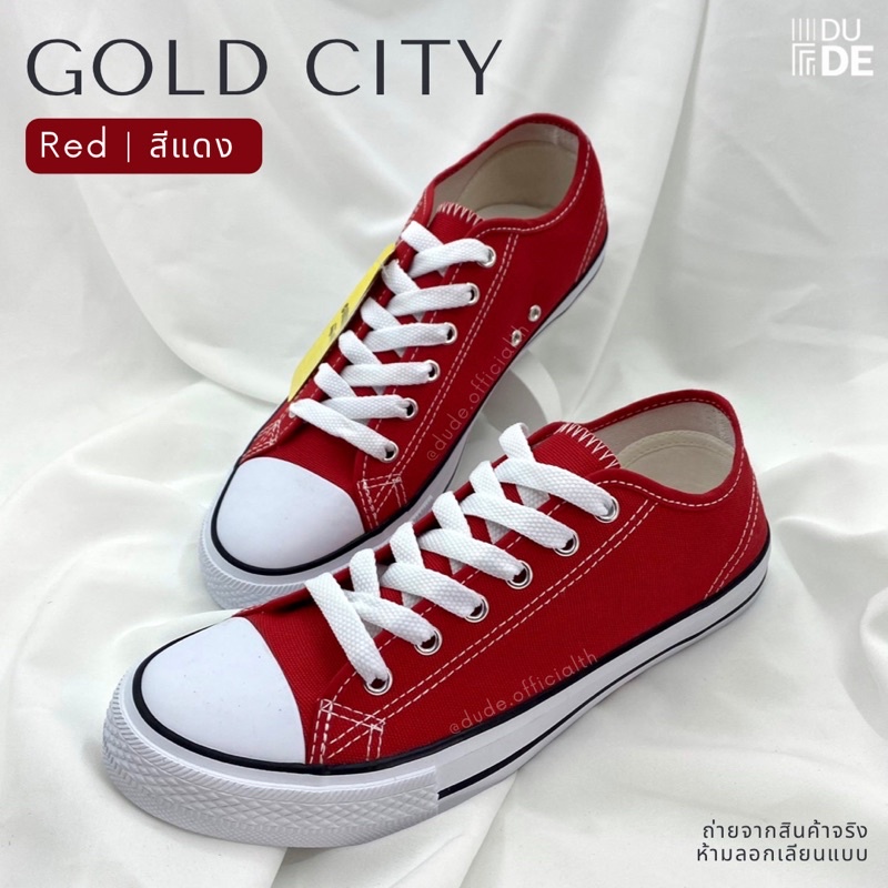 รองเท้าผ้าใบโกลด์ซิตี้-gold-city-รุ่น1207-สีแดง-ดำเส้นขาว-ดำแถบขาว-ครีม-เบอร์36-45-ผ้าใบแบบผูกเชือก-ทรงคอนเวิส