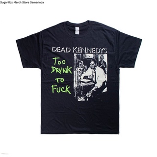 คอลูกเรือเสื้อยืดคอกลมเสื้อยืด พิมพ์ลาย Band DEAD KENNEDYS TOO DRUNK TO  ALBUM - Mผ้าฝ้ายแท้