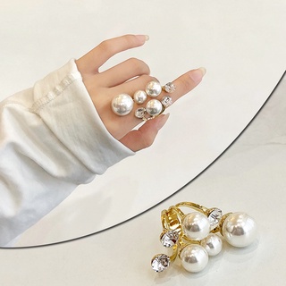สินค้า แหวนมุก หลายชั้น อินเทรนด์ สําหรับผู้หญิง เลดี้ ไม่สม่ําเสมอ ปรับได้ แหวนเปิด หญิง เกาหลี งานแต่งงาน ปาร์ตี้ เครื่องประดับ ของขวัญ