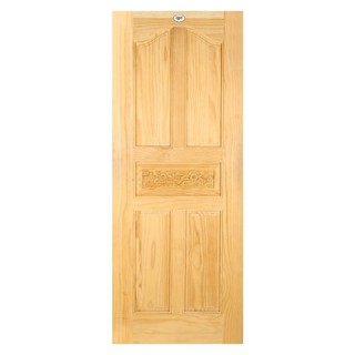 NEW ZEALAND PINE WOOD DOOR MODERN DOORS L118 80X200CM ประตูไม้สน MODERN DOORS L118 80x200 ซม. สีธรรมชาติ ประตูบานเปิด ปร