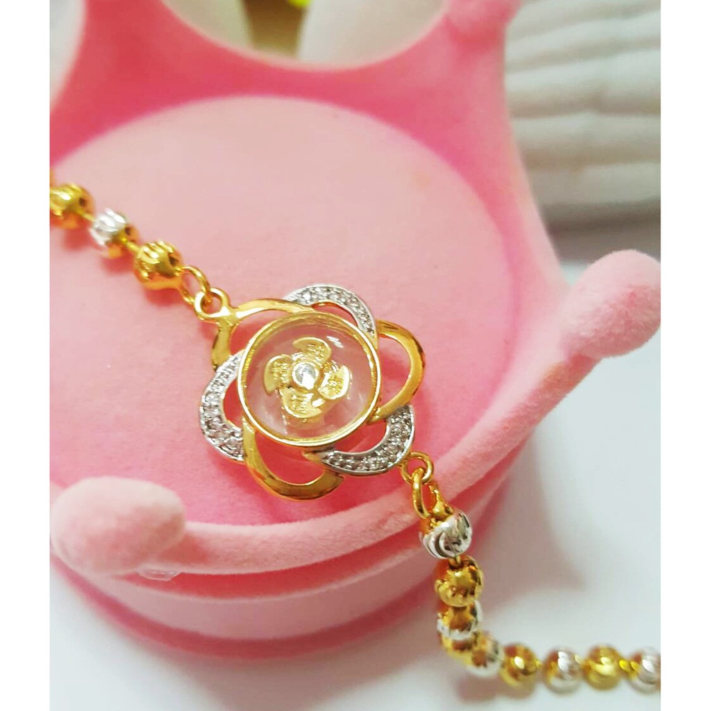สร้อยข้อมือเงินชุบทอง-18k-ลายไข่ปลากังหันแชกงหมิว-2กษัตริย์-ยาว-16-5-เซนติเมตร