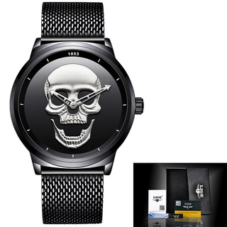 Relogio Masculino 2018 New LIGE Men Watch Top Brand Casual 3D Skull Full Steel Waterproof Military