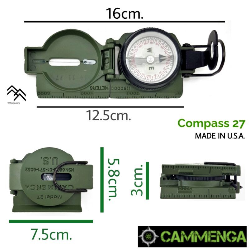 เข็มทิศทหารอเมริกาแท้-ยี่ห้อ-cammenga-รุ่น-compass-27-มีฟอสฟอรัสเรืองแสงในที่มืด-ดีที่สุดในอเมริกา-made-in-u-s-a