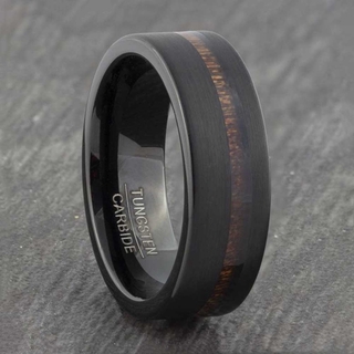 แหวนไม้แกะสลักสีดำ สไตล์ฮาวาย Koa 8 มม.