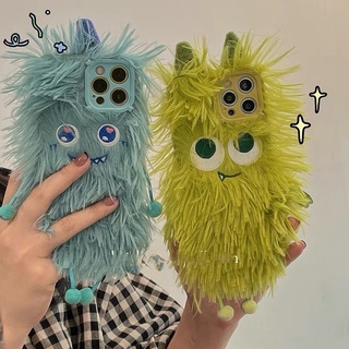 เคสโทรศัพท์มือถือ ผ้ากํามะหยี่ขนนิ่ม ลายการ์ตูนมอนสเตอร์น้อยน่ารัก สําหรับ Apple iPhone14 13promax 12 11Pro 14plus