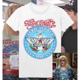 เสื้อยืดผ้าฝ้ายCOTTON เสื้อยืด พิมพ์ลาย WAYNES WORLD WORN BY GARTH AEROSMITH AERO FORCE PH323 สีขาว แฟชั่นสําหรับผู้ชาย