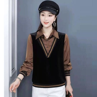 สุดหรู อารมณ์ เสื้อเชิ้ต พ.ศ. 2564 ฤดูใบไม้ผลิและฤดูใบไม้ร่วง ใหม่ เสื้อเชิ้ตเล็ก หญิง สไตล์ตะวันตก สวมใส่ด้