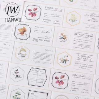 สินค้า Jianwu แผ่นกระดาษโน้ต ลายพืช สไตล์วินเทจ ฉีกได้ สําหรับตกแต่งสมุดภาพ 50 ชิ้น