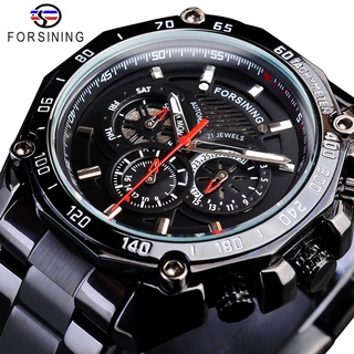 Forsining True Man Stainless Steel Military Sport Mens Automatic Wrist Watches Top Brand Luxury Mechanical Male Clock Re