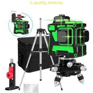 ภาพขนาดย่อของสินค้า12 เส้น 3D Green Laser Level ปรับระดับตัวเอง 360 องศาแนวนอนและแนวตั้ง Cross Lines เส้นเลเซอร์สีเขียวพร้อมแบตเตอรี่ขาตั้งกล้อง