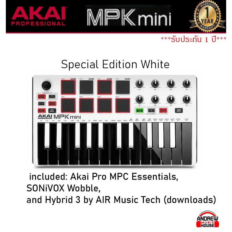 akai-professional-mpk-mini-mk3-mkiii-25-key-ultra-portable-usb-midi-drum-pad-amp-keyboard-controller-รับประกันศูนย์ไทย1ปี