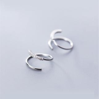 เครื่องประดับต่างหูแฟชั่น เงิน s 925 สเตอร์ลิง รูปคลื่น ประดับคริสตัล
