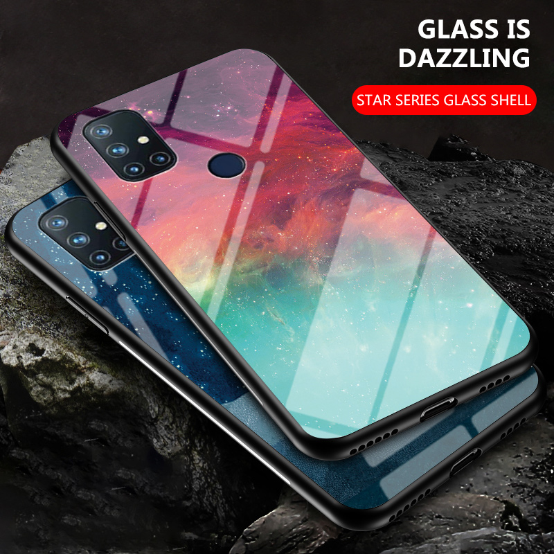เคสโทรศัพท์-oneplus-nord-n10-n100-5g-phone-case-hard-glass-case-color-starry-sky-tempered-glass-back-cover-silicon-soft-edges-casing-for-oneplus-nord-n10-เคส