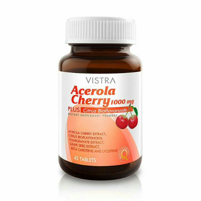 vistra-acerola-cherry-1000-mg-วิสทร้า-อะเซโรลา-เชอร์รี่-45-เม็ด-ภูมิแพ้-ขาว-ใส