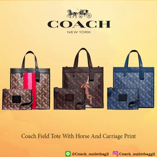 Coach Field Tote With Horse And Carriage Print