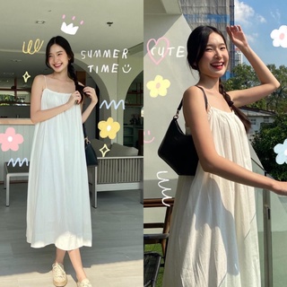 chuuchop_พร้อมส่ง(C7533) 🐬💦 CHARLOTTE dress เดรสยาวสายเดี่ยวสีขาว