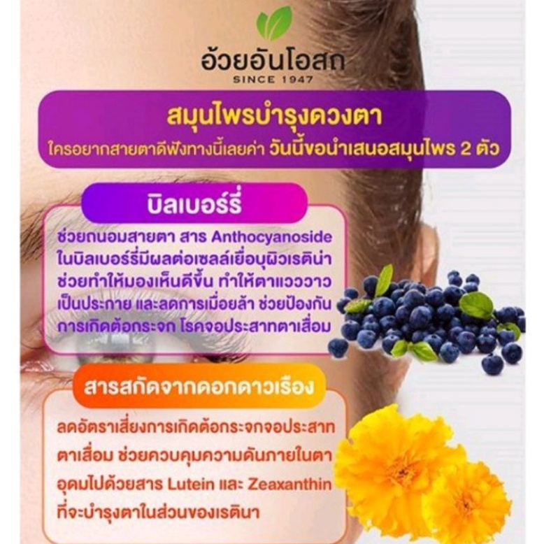 ภาพสินค้าHerbal one Ocoberry เฮอร์บัล วัน โอโคเบอร์รี่ อ้วยอัน วิตามินบำรุงสายตา บำรุงดวงตา ยาบำรุงตา จากดาวเรือง บิลเบอรี่ จากร้าน a_beauty_thailand บน Shopee ภาพที่ 2