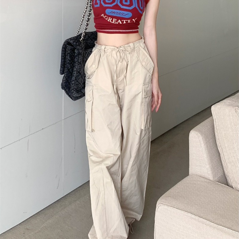 nini-new-season-drawstring-overalls-korean-style-casual-pants-loose-vertical-straight-pants-womens-high-waist-mop-pants