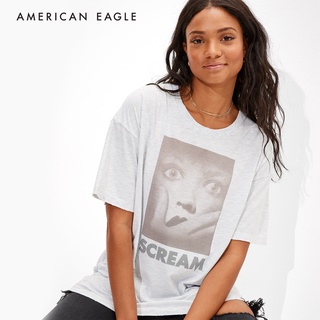 ผ้าฝ้าย 100%American Eagle Oversized Scream Graphic T-Shirt เสื้อยืด ผู้หญิง โอเวอร์ไซส์ กราฟฟิค( WGR 037-1158-006)S-3XL