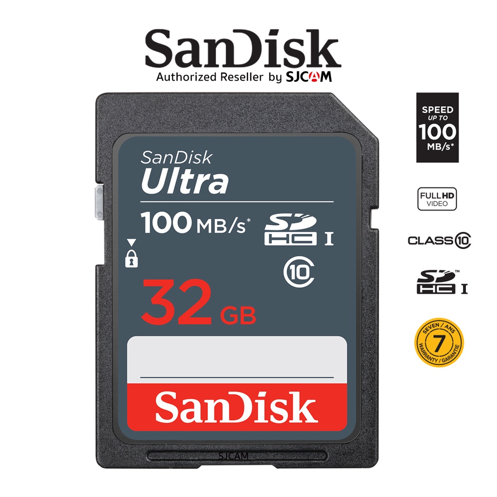 ภาพประกอบของ SanDisk Ultra SD Card Class10 32GB/64GB/128GB Speed 100 MB/s (SDSDUNR) SDHC-SDXC เมมโมรี่การ์ด สำหรับ SDCARD กล้องมิลเลอร์เลส DSLR Mirrorless ประกัน 7ปี