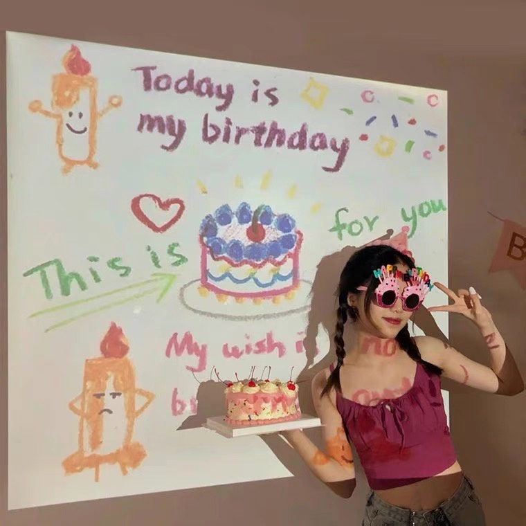 ภาพสินค้าโปรเจคเตอร์วันเกิด มีลายใหม่ไม่ซ้ำใคร Birthday projector พร็อพวันเกิด ปาร์ตี้วันเกิด จากร้าน salebuddy บน Shopee ภาพที่ 6
