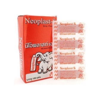 NEOPLAST-S นีโอพลาส- เอส พลาสเตอร์ยา ชนิดผ้า ปิดบาดแผล 100 ชิ้น 1กล่อง tensoplast เทนโซพลาส