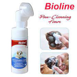 Bioline ไบโอไลน์ โฟมทำความสะอาดอุ้งเท้าสุนัข หัวแปรงติดกับขวดใช้ง่ายและสะดวก ช่วยทำความสะอาด เพิ่มความชุ่มชื้น 150 ml.