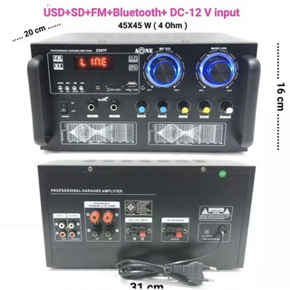 เครื่องแอมป์ขยายเสียง amplifier AC/DC มีบลูทูธ Bluetooth / USB / SD CARD / FM รุ่น A-ONE 2207 F 3 U มีเก็บเงินปลายทาง