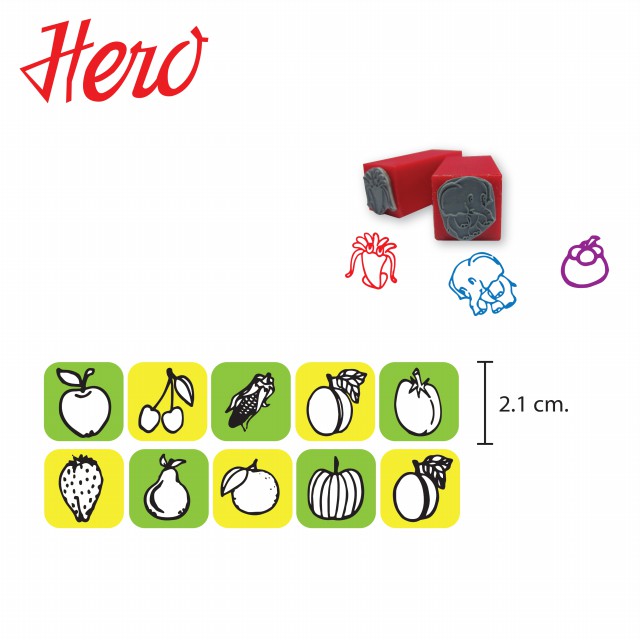 hero-ตรายางผลไม้-10-ลาย-stamper-1-ชุด