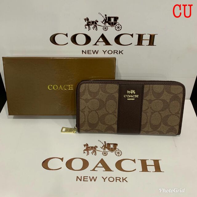 กระเป๋าตังค์-coach-แถบสี-8-นิ้ว