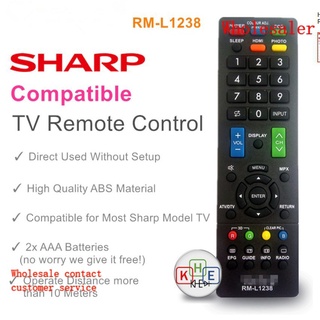 Sharp RM-L1238 รีโมตคอนโทรลทีวี LCD LED พร้อมปุ่ม 3D สําหรับ Sharp