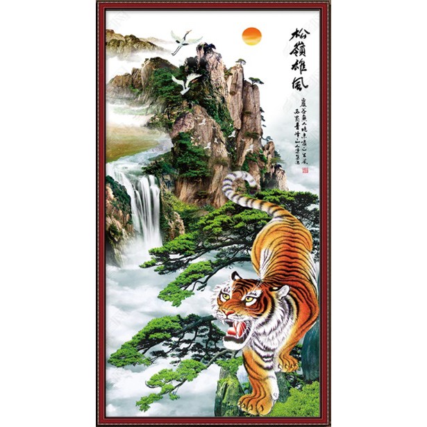 มี-7-ลาย-ครอสติชพิมพ์ลาย-เสือ-เสือลงภูเขา-เสือภูเขา-tiger-going-down-the-mountain-cross-stitch-kit