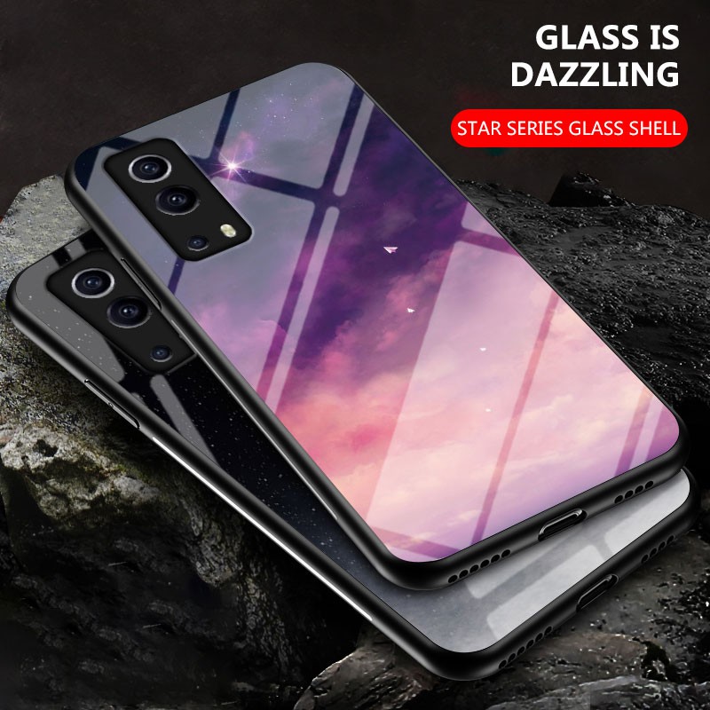 เคสโทรศัพท์กระจกคู่ทาสีfor-vivo-y51-y31-y51a-y72-5g-galaxy-starry-sky-case-tempered-glass-soft-silicone-frame-hard-marble-phone-cover-tpu-soft-edge-phone-case