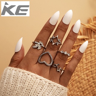 Jewelry Creative Simple Vintage Alloy Star-shaped Diamond Leaf Ring 5-Piece Set for girls for