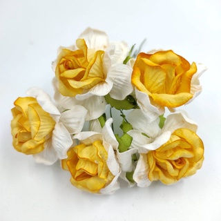 [5 ดอก / ส้มเขียวหวาน 3]  ดอกไม้กระดาษ ดอกไม้ประดิษฐ์ ดอกไม้กระดาษสา ดอกกุหลาบ 45 mm Artificial Paper Flower  RS450ฺTG3
