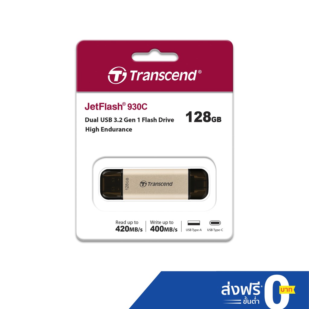 Transcend JetFlash 930C Flash Drive 128GB USB Type-A and Type-C :รับ ...