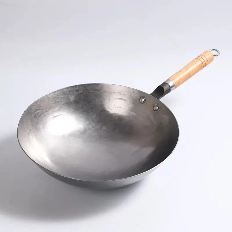 traditional-hand-hammered-carbon-steel-pow-wok-with-wooden-and-steel-helper-handle-round-bottom-iron-wok-cast-iron