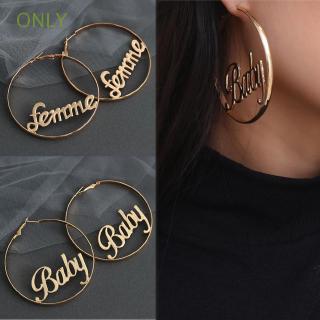 สินค้า ONLY Party Gift Dangle Gold Hip-hop Jewelry Round Hoop Earrings