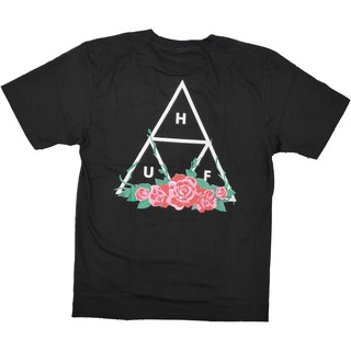 เสื้อยืดโอเวอร์ไซส์⭐ HUF ⭐ เสื้อยืด คอกลม แขนสั้น แฟชั่น ดอกไม้ กุหลาบ rose flower UNISEXS-3XL