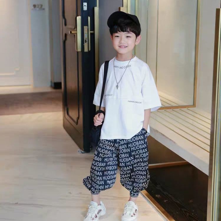 เกาหลีขายร้อน-2021-ใหม่แฟชั่นเกาหลีแขนสั้นผ้าฝ้ายเสื้อยืดเด็กชายท็อปส์ไทด์