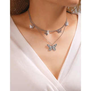 สร้อยคอแฟชั่น สร้อยคอผีเสื้อ Butterfly Charmed Dual Lap Necklace (ส่งจากไทย)
