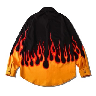 ชุดเบสบอลชุดเบสบอล Retro Yellow Flame Long -sleeved Hip -hop Jacket