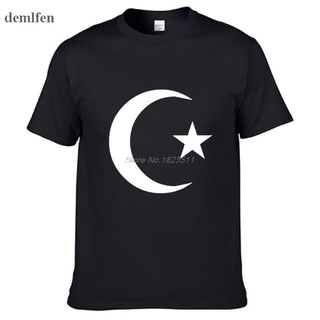 เสื้อยืดผ้าฝ้ายพิมพ์ลายขายดี เสื้อยืดแขนสั้น พิมพ์ลายดวงจันทร์ และสัญลักษณ์อิสลาม แฟชั่นสําหรับผู้ชาย