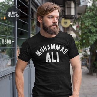 คอลูกเรือเสื้อยืดคอกลมเสื้อยืด พิมพ์ลายมวย Muhammad Ali สไตล์วินเทจ คลาสสิก เรโทร 2ผ้าฝ้ายแท้