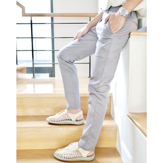 กางเกงสแล็คชาย ทรงสุภาพ ผ้าคอตตอนยืด (สีเทาอ่อน) ใส่สบายไม่อึดอัด ไซส์ 28-38