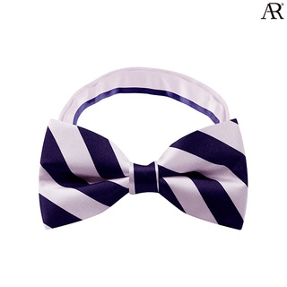 ANGELINO RUFOLO Bow Tie ผ้าไหมพิมพ์ลายคุณภาพเยี่ยม โบว์หูกระต่ายผู้ชาย ดีไซน์ Purple Shade Stripe สีม่วง
