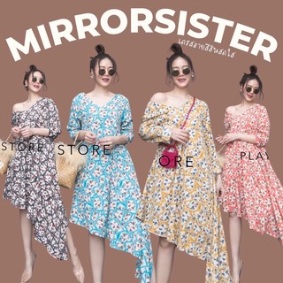 Code : 10330.2 เดรสชายเฉียงทรงเก๋ๆ  ชุดไปทะเลใส่ถ่ายรูป งานป้าย mirrorsister