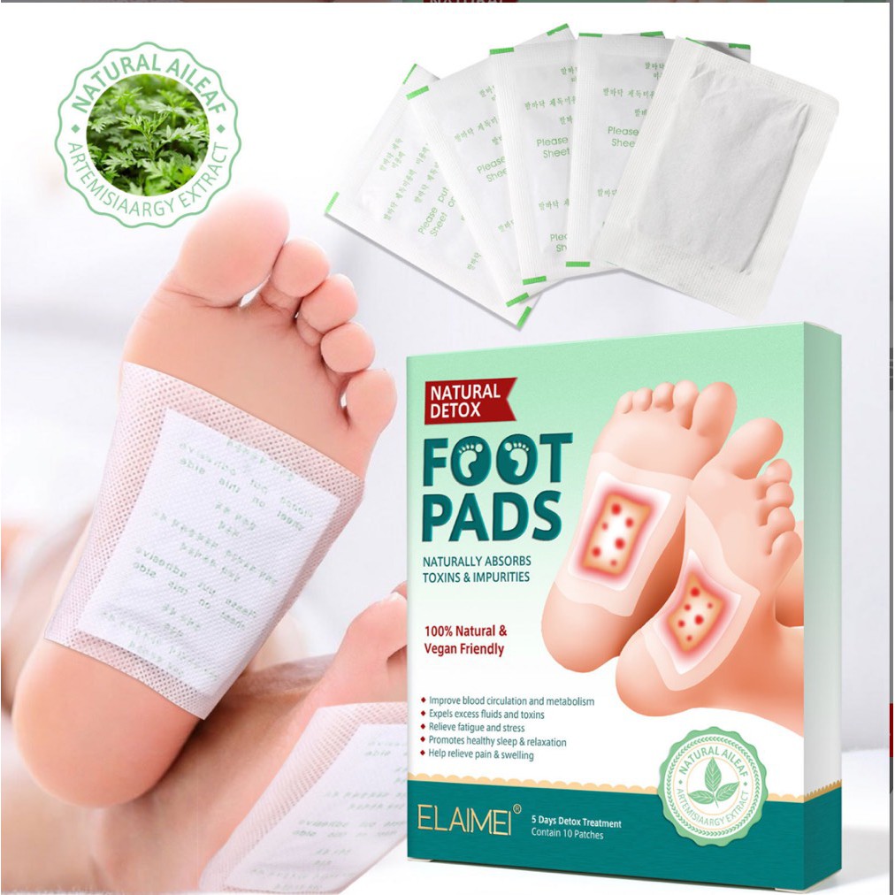 พร้อมส่งfoot-pads-natural-detox-10-ชิ้น-แผ่นแปะเท้า-ดูดซับสารพิษสารสกัดจากธรรมชาติ